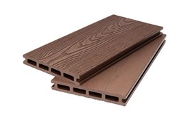 Террасная доска двухсторонняя пустотелая (20*140*2900 мм) 3D WOOD MIX+BRUSHING MIX, PG, коллекция DENPASAR, ДПК, цвет: Светло-коричневый L3fiLVGehxghuBDeN1-zs1